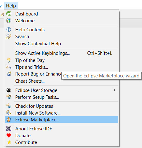Lựa chọn Help \ Eclipse Marketplace…